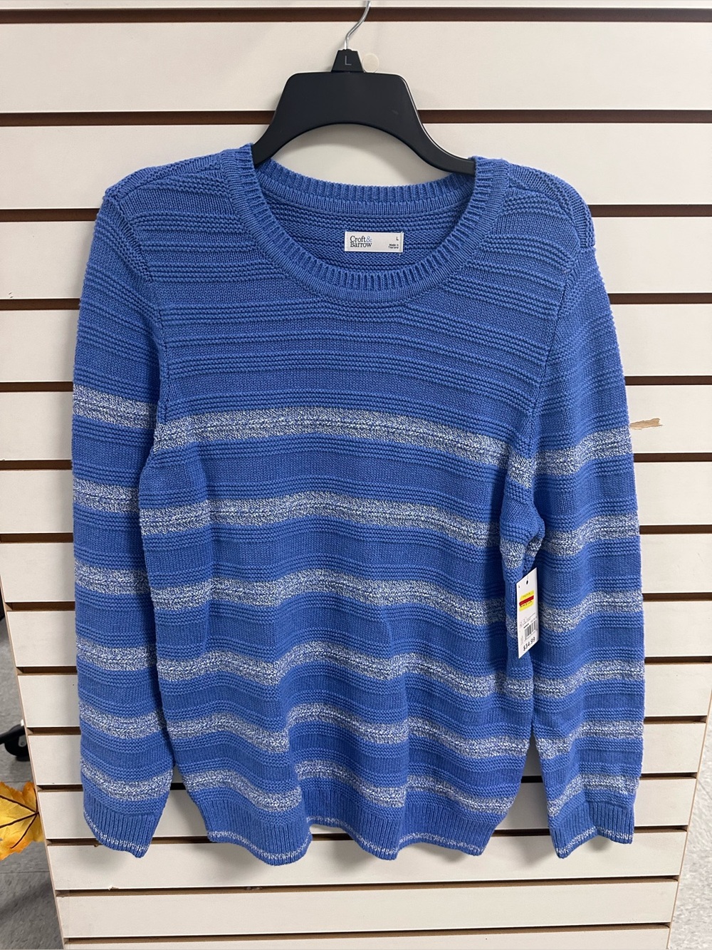 Croft & Barrow Blue Striped Crewneck Sweater - Womens